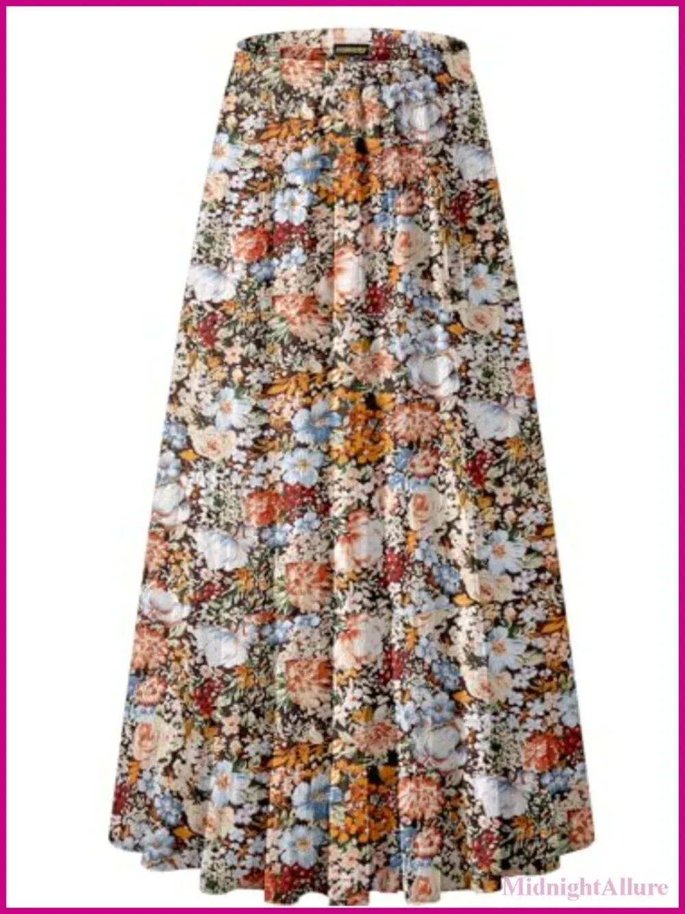 Chiffon Elastic High Waist Pleated A-Line Flared Maxi Skirt